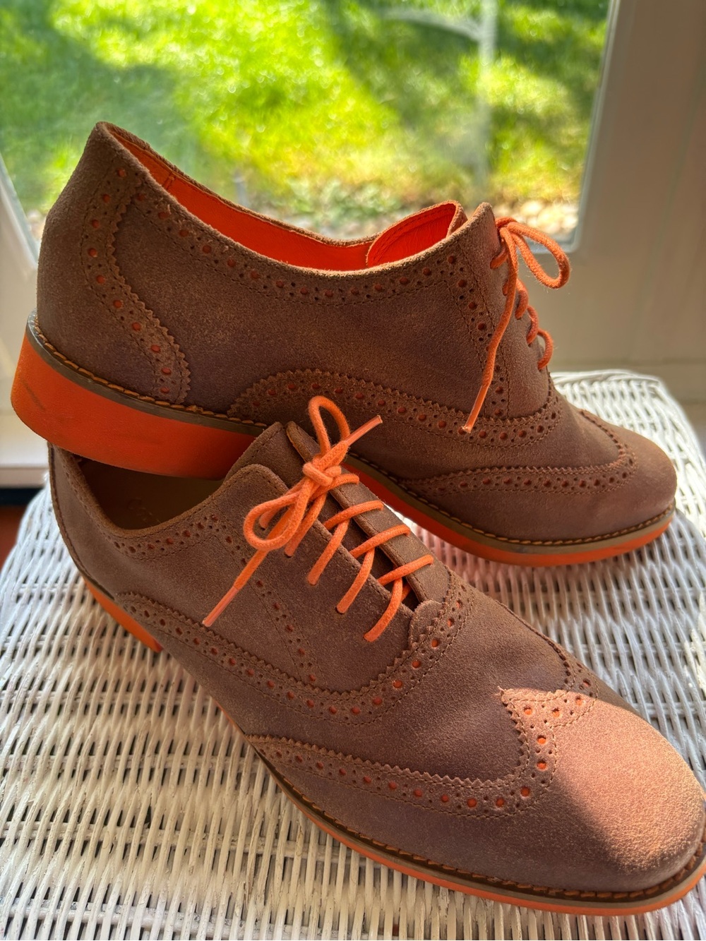 RARE Bowling Green Orange/Brown School Colors Wingtip Oxfords CLASSIC Cole Haan - Picture 3 of 5